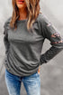 Leopard Print Insert Crew Neck Pullover Sweatshirt