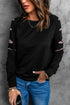 Leopard Print Insert Crew Neck Pullover Sweatshirt
