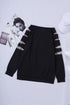 Leopard Print Insert Crew Neck Pullover Sweatshirt