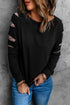 Leopard Print Insert Crew Neck Pullover Sweatshirt