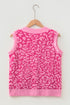 Leopard Print Knit Sleeveless Regular Sweater Vest