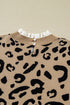 Leopard Print Lacy Trim Cuffed Patchwork Plus Size Sweater