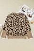Leopard Print Lacy Trim Cuffed Patchwork Plus Size Sweater