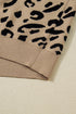 Leopard Print Lacy Trim Cuffed Patchwork Plus Size Sweater