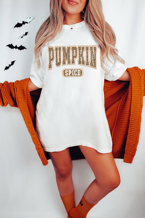 Leopard Print Lettering Relaxed Fit Tunic T Shirt