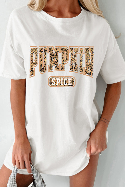 Leopard Print Lettering Relaxed Fit Tunic T Shirt