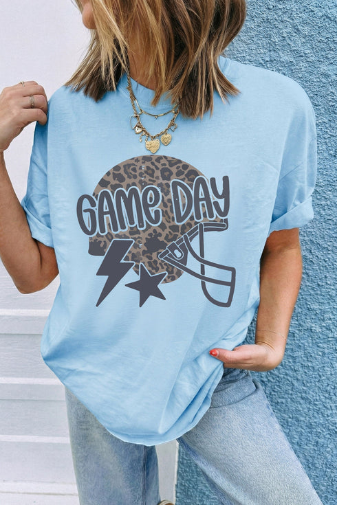 Leopard Print Lightning Star Helmet Graphic Tee
