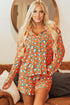 Leopard Print Long Sleeve Button Down Pajama Short Set