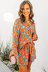 Leopard Print Long Sleeve Button Down Pajama Short Set