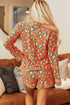 Leopard Print Long Sleeve Button Down Pajama Short Set