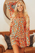 Leopard Print Long Sleeve Button Down Pajama Short Set