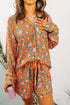 Leopard Print Long Sleeve Button Down Pajama Short Set