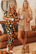 Leopard Print Long Sleeve Button Down Pajama Short Set
