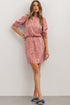 Leopard Print Long Sleeve Hollowed Back Split Mini Dress