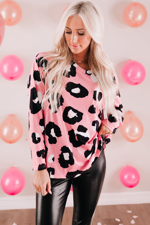 Leopard Print Long Sleeve Loose Top