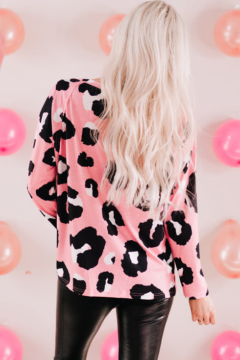 Leopard Print Long Sleeve Loose Top