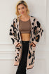 Leopard Print Long Sleeve Open Front Pocket Cardigan