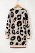 Leopard Print Long Sleeve Open Front Pocket Cardigan