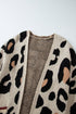 Leopard Print Long Sleeve Open Front Pocket Cardigan