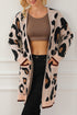 Leopard Print Long Sleeve Open Front Pocket Cardigan