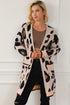 Leopard Print Long Sleeve Open Front Pocket Cardigan
