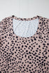 Leopard Print Long Sleeve Scoop Neck Slim Bodysuit