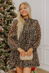 Leopard Print Long Sleeve Shift Mini Dress