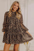 Leopard Print Long Sleeve Shift Mini Dress