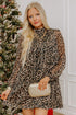 Leopard Print Long Sleeve Shift Mini Dress