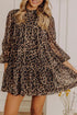 Leopard Print Long Sleeve Shift Mini Dress