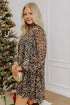 Leopard Print Long Sleeve Shift Mini Dress