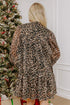 Leopard Print Long Sleeve Shift Mini Dress