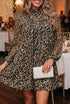 Leopard Print Long Sleeve Shift Mini Dress