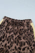 Leopard Print Long Sleeve V Neck Wide Leg Pant Set