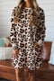 Leopard Print Long Sleeve Western Shift T Shirt Dress