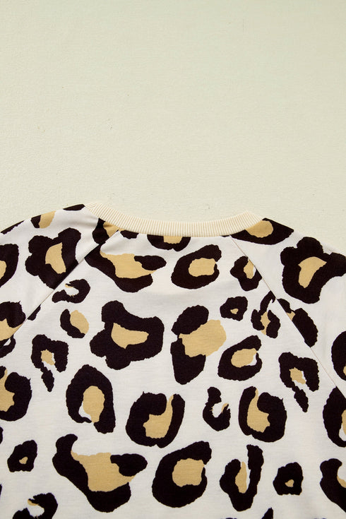 Leopard Print Long Sleeve Western Shift T Shirt Dress