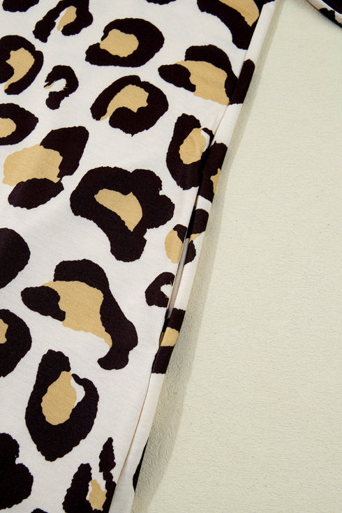 Leopard Print Long Sleeve Western Shift T Shirt Dress