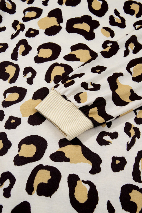 Leopard Print Long Sleeve Western Shift T Shirt Dress