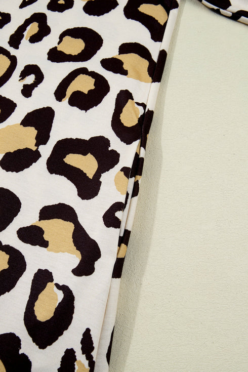 Leopard Print Long Sleeve Western Shift T Shirt Dress