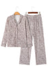 Leopard Print Long Sleeve Wide Leg Pajama Set