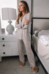 Leopard Print Long Sleeve Wide Leg Pajama Set