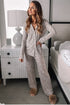 Leopard Print Long Sleeve Wide Leg Pajama Set