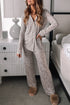 Leopard Print Long Sleeve Wide Leg Pajama Set