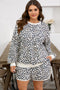Leopard Print Loose Pullover And Shorts Loungewear