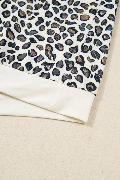 Leopard Print Loose Pullover And Shorts Loungewear