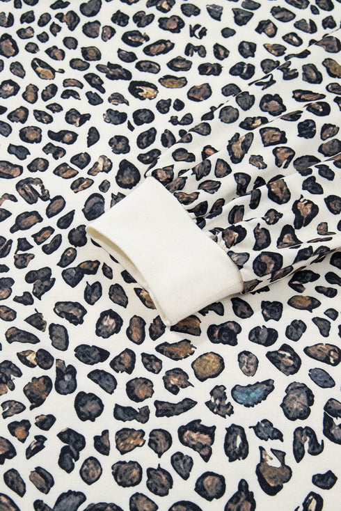 Leopard Print Loose Pullover And Shorts Loungewear