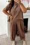 Leopard Print Loose Top Pleated Pants Loungewear Set