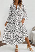 Leopard Print Notch V Neck Loose Fit Maxi Dress