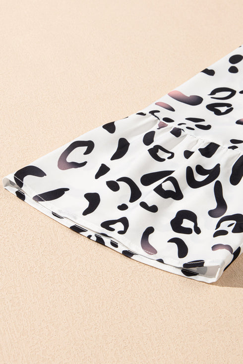 Leopard Print Notch V Neck Loose Fit Maxi Dress
