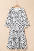 Leopard Print Notch V Neck Loose Fit Maxi Dress